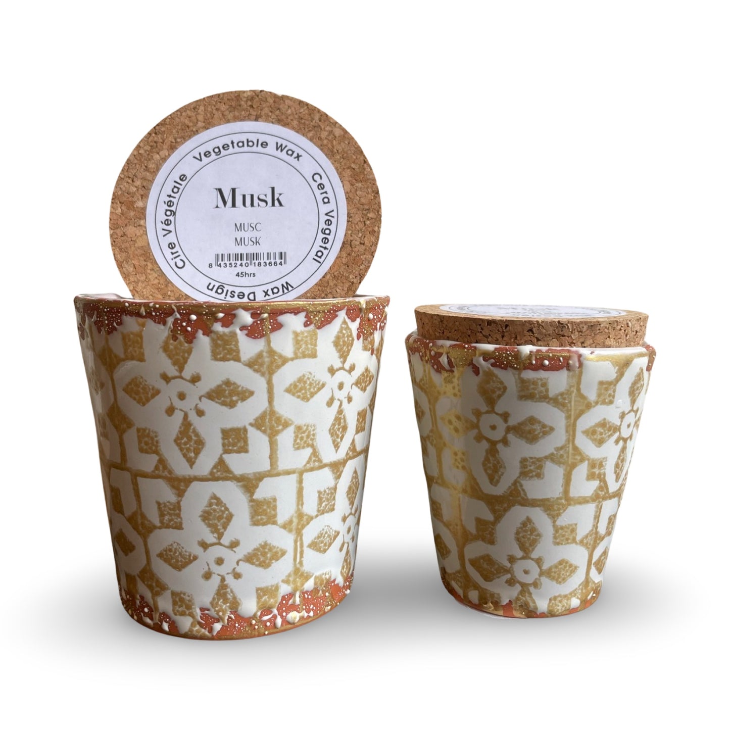 Duftlys musk Gold med korklåg - (45timer)