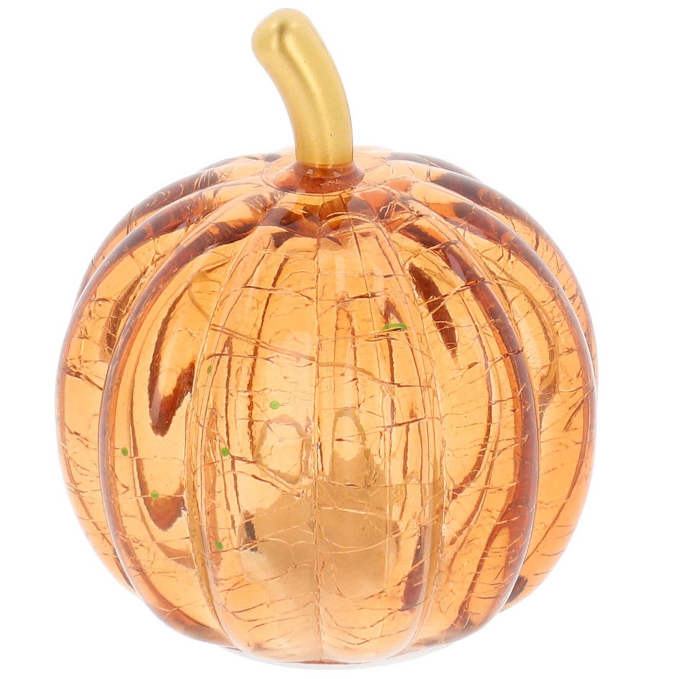 3 diamantskårede glasgræskar med led lys