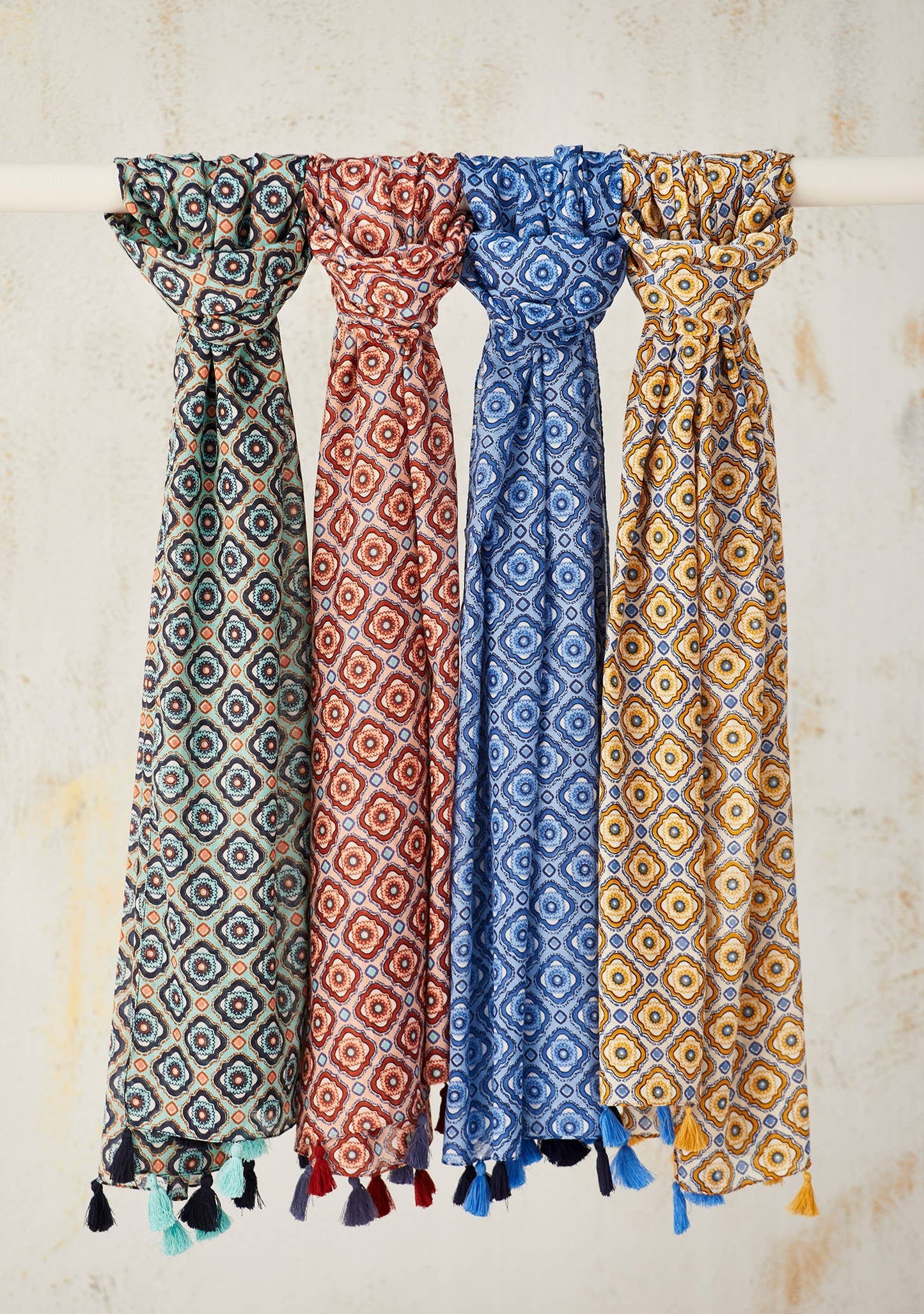 Johara diamantmønster bomuldstørklæde med kvaster