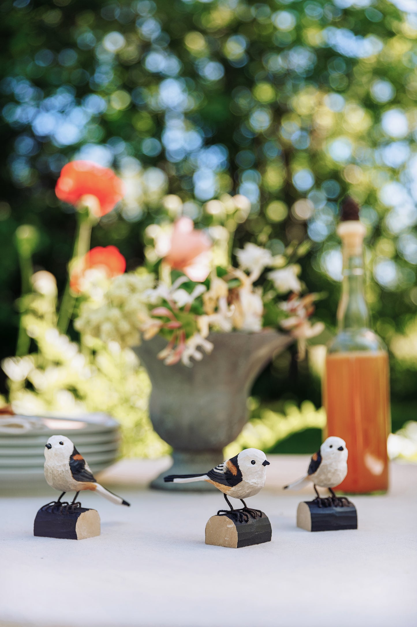 Halemejse (Long-tailed Tit) - udskåret i træ