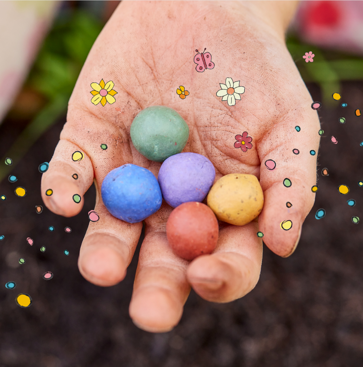 5 blomsterkugler i pergamentpose (Påske)