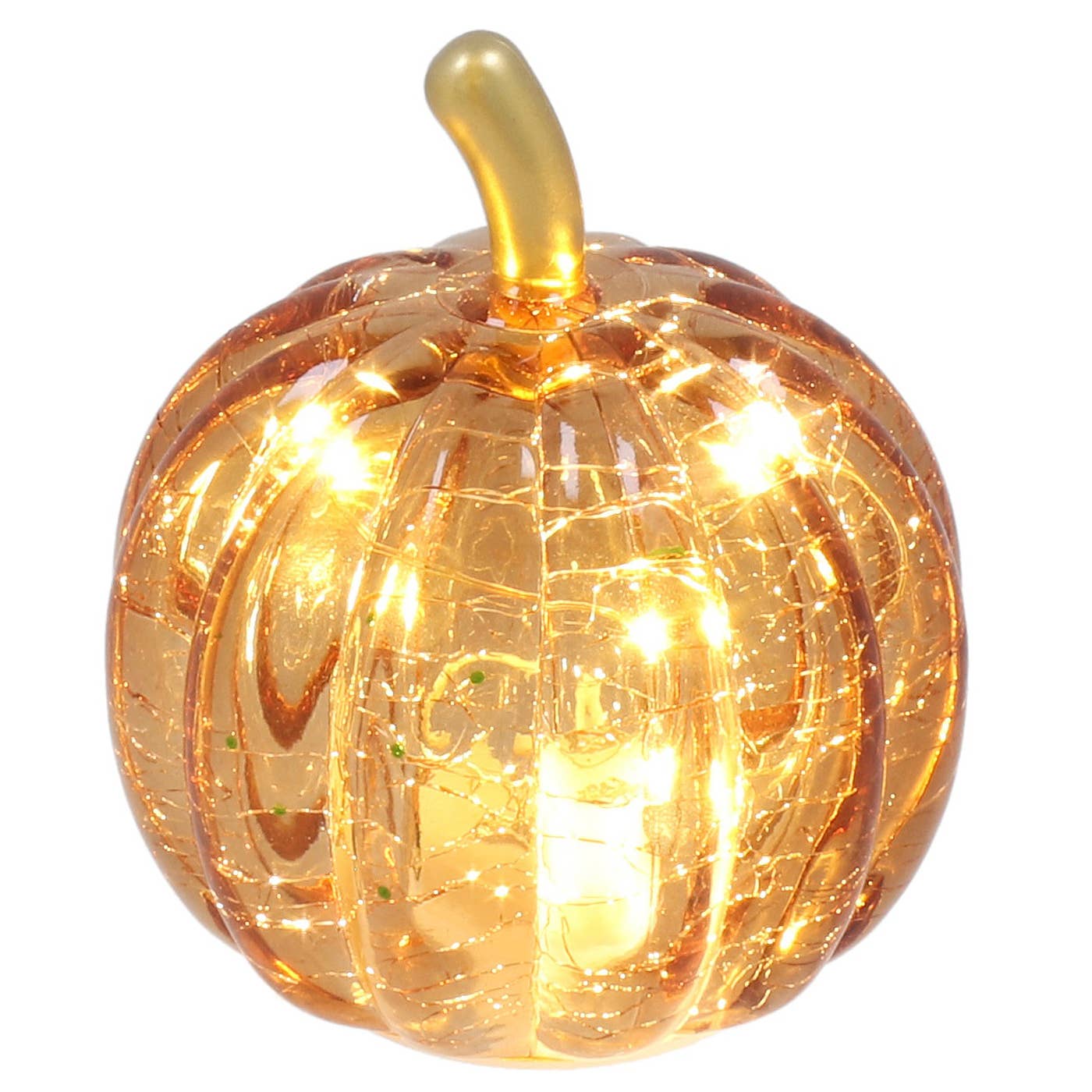 3 diamantskårede glasgræskar med led lys