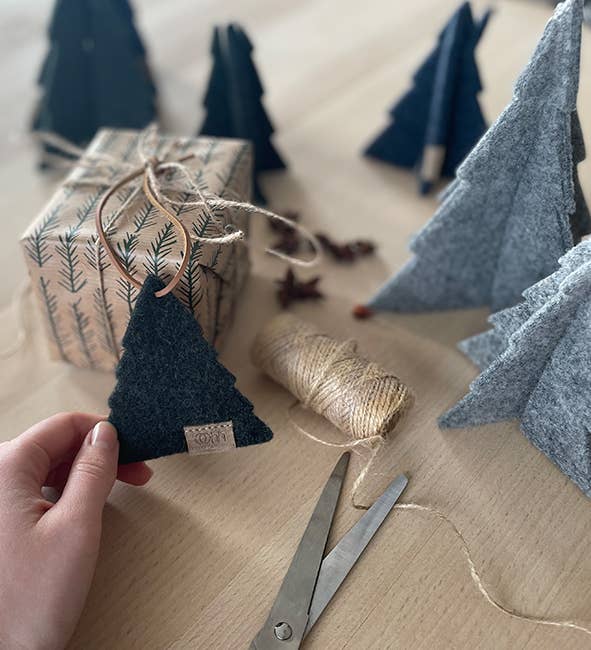 Juletræ af Zero Waste uld - 3 stk