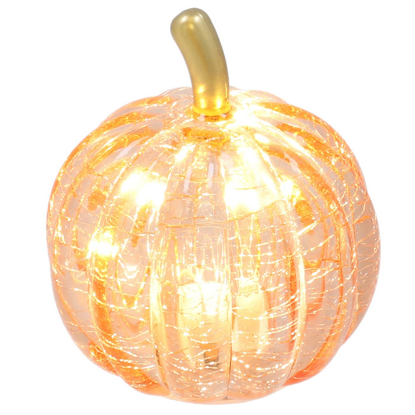 3 diamantskårede glasgræskar med led lys