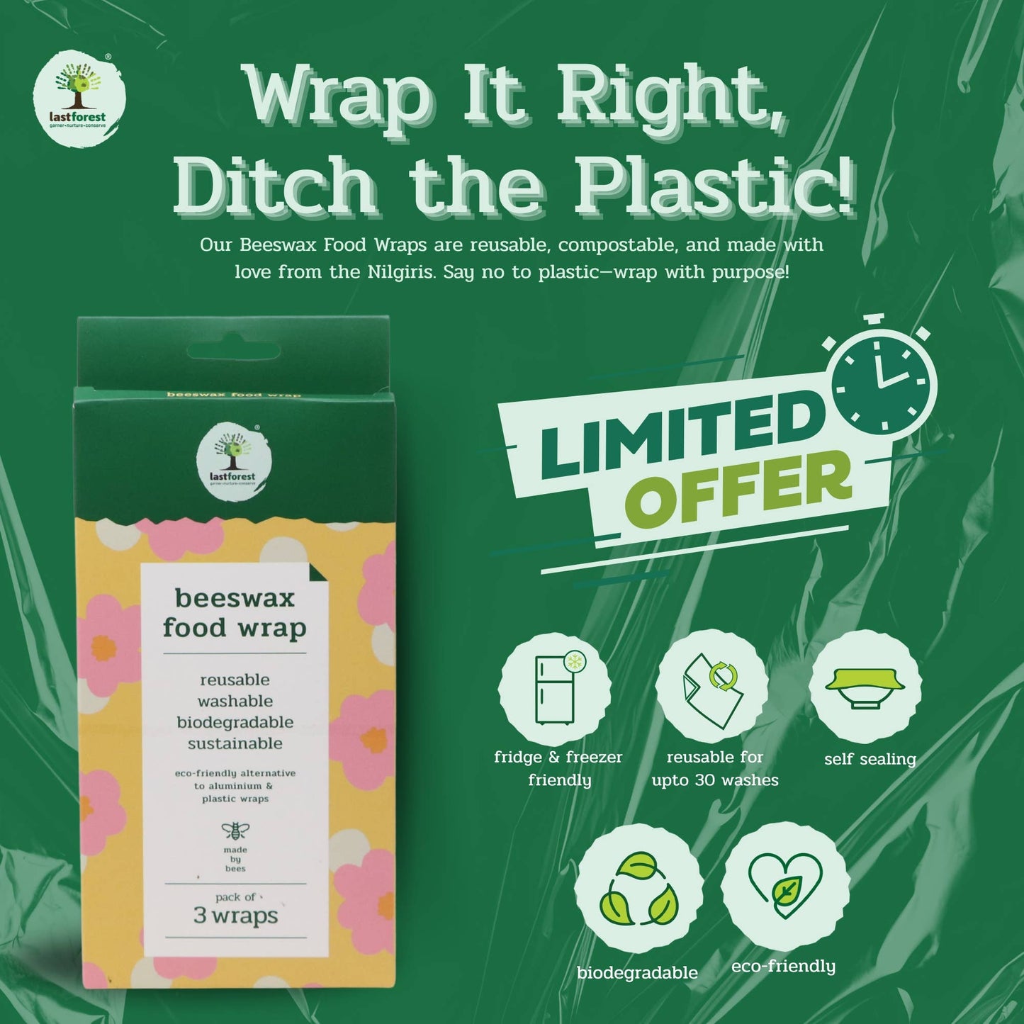 Bivoks Food Wrap (Sæt med 3)