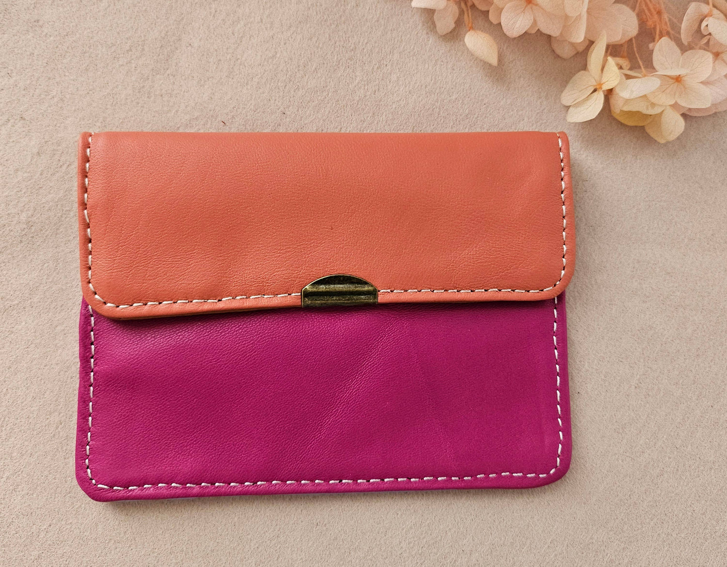 Læder pung med flere lommer