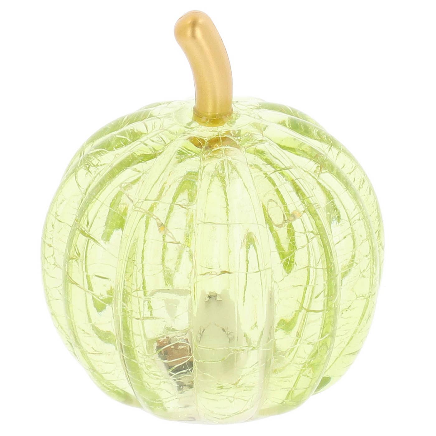 3 diamantskårede glasgræskar med led lys