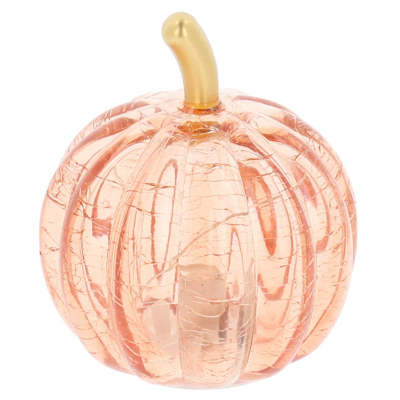 3 diamantskårede glasgræskar med led lys