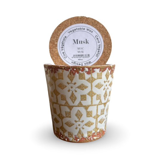 Duftlys musk Gold med korklåg - (45timer)