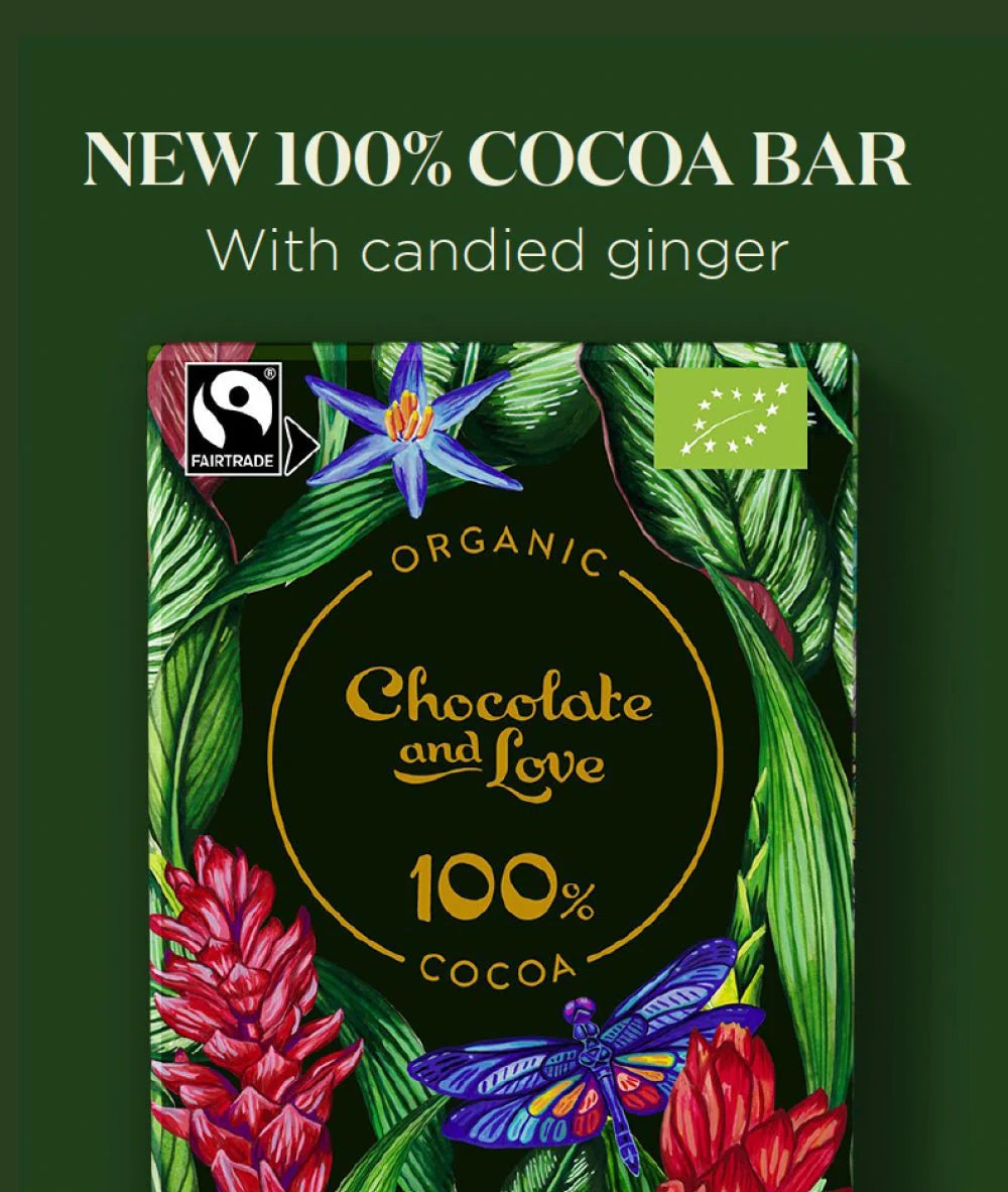 C&L Ginger 100% cocoa - økologisk mørk chokolade med kandiseret ingefær