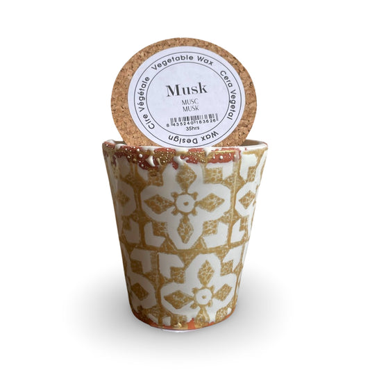 Duftlys musk Gold med korklåg - (35timer)