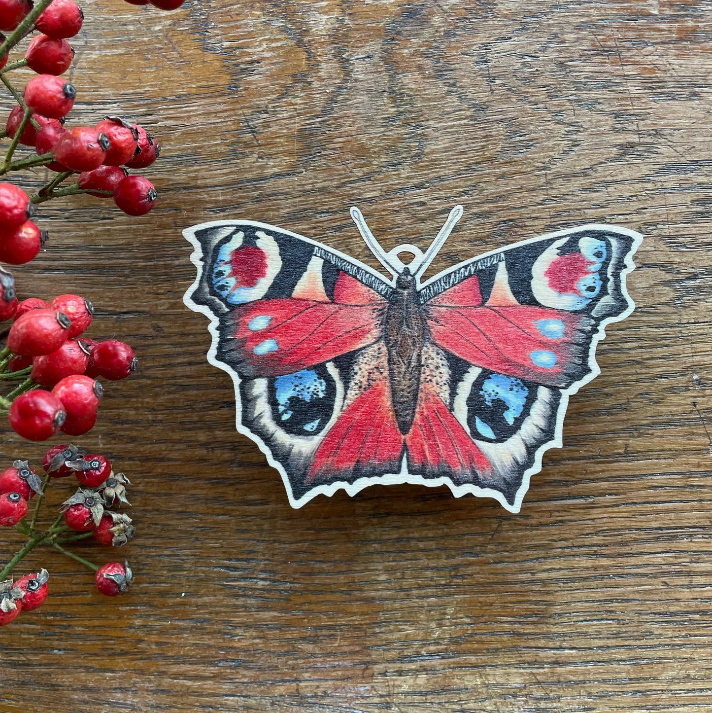 Wooden Decoration Set med sommerfugle.