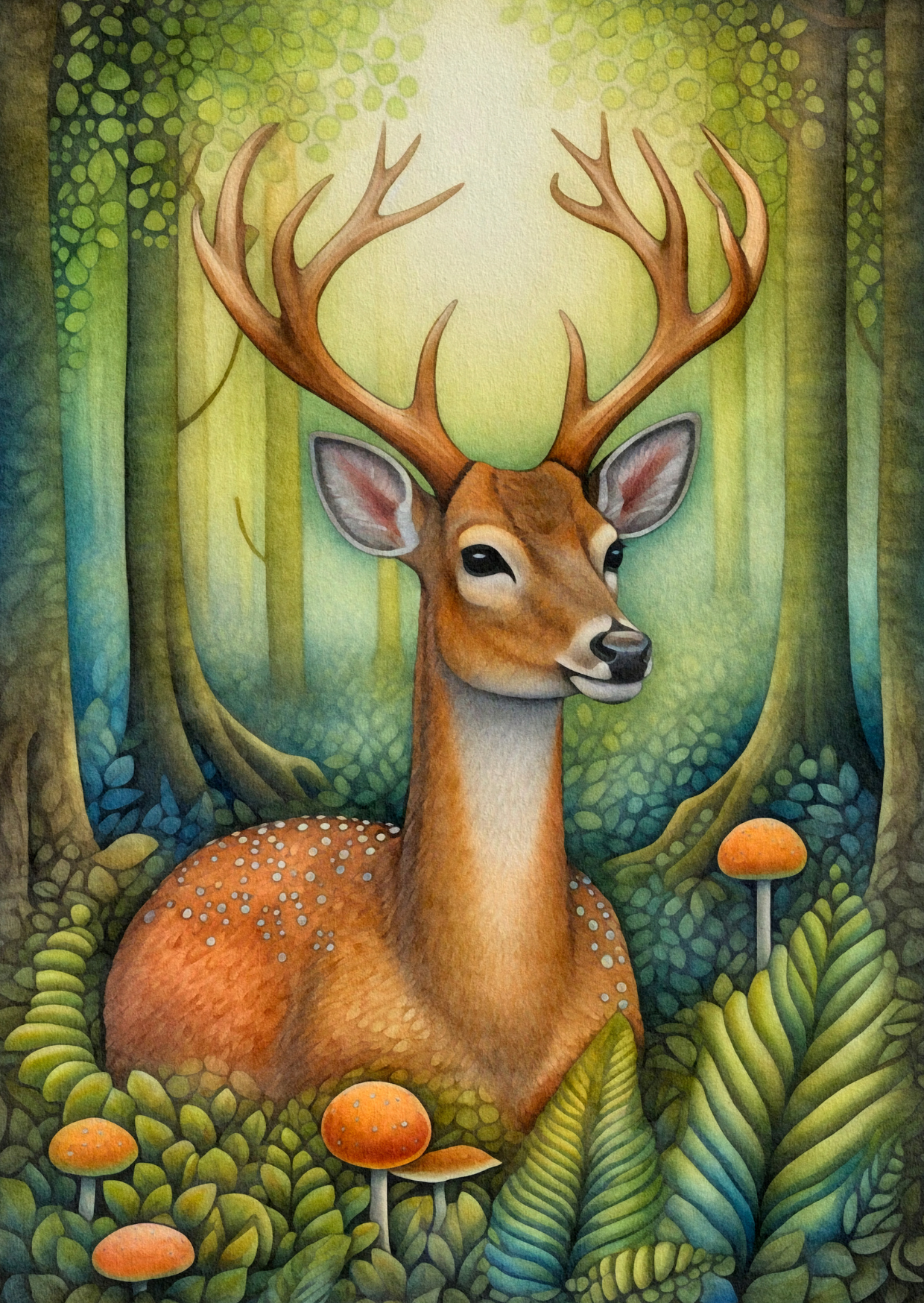 Postkort Skovens dyr: Hjorte