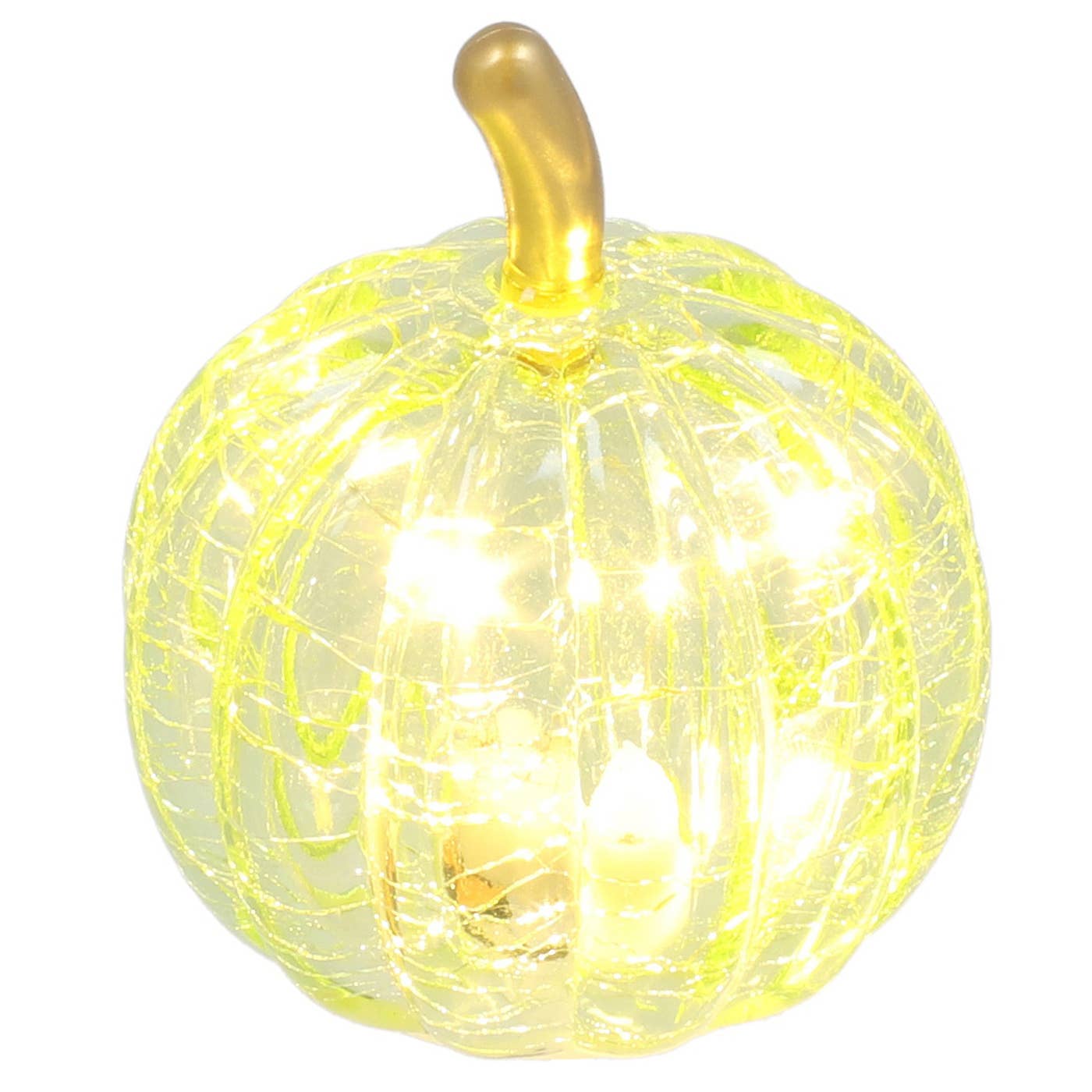 3 diamantskårede glasgræskar med led lys