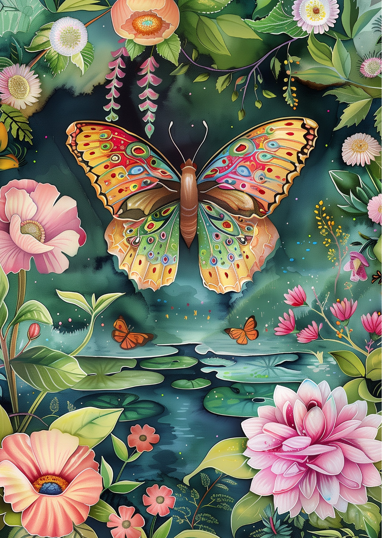 Postkort Den Kinesiske Have: Sommerfugl