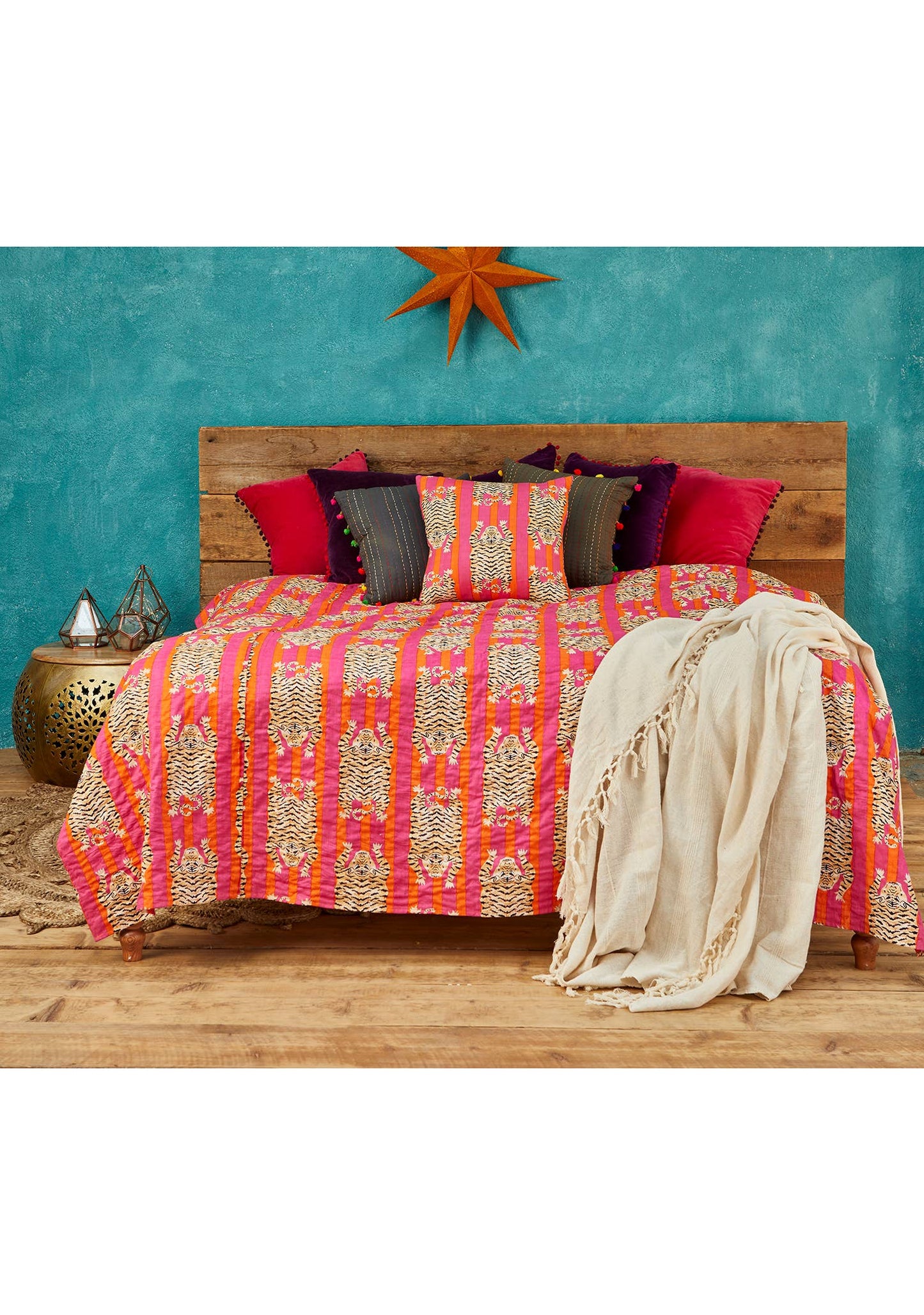 Tiger Stripe Kantha Sengetæppe, 200 X 230cm
