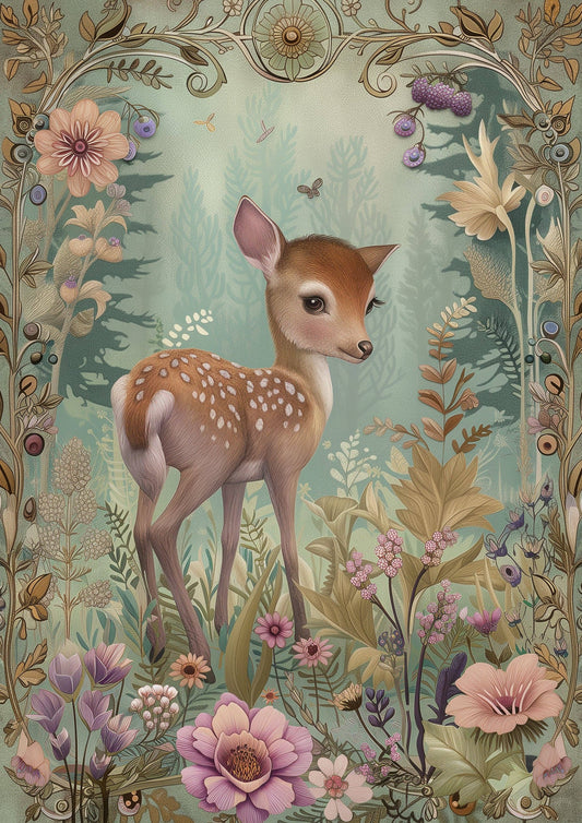 Postkort Woodland Spring Animals: Hjorte